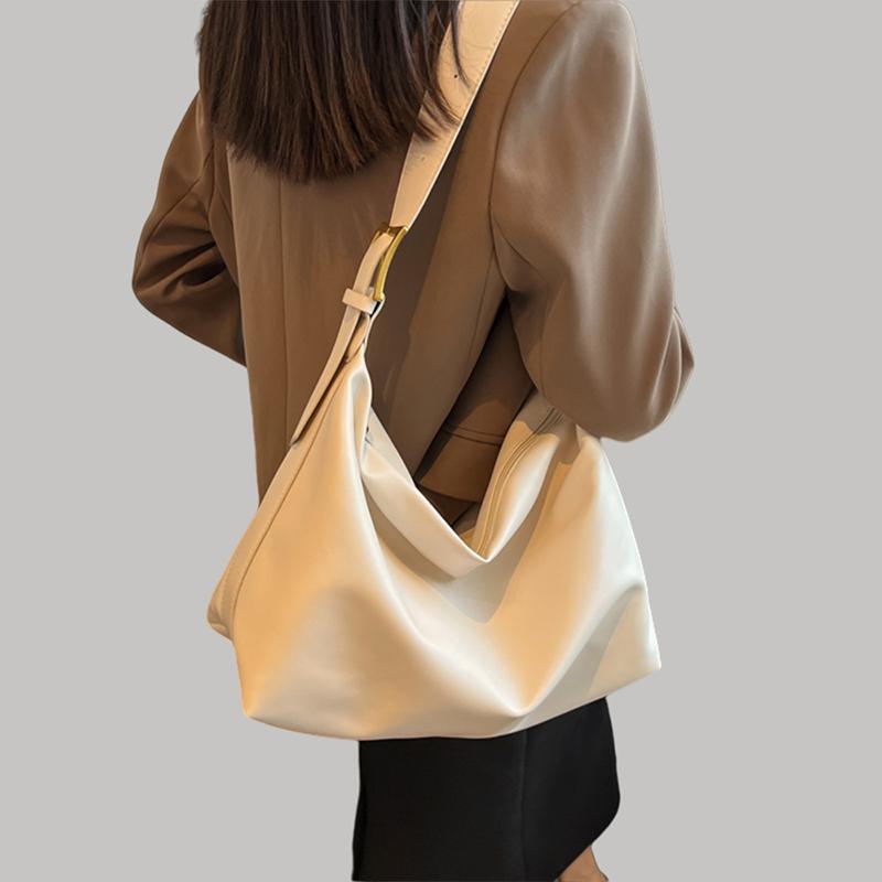 

Большая вместительная сумка через плечо из искусственной кожи, сумка-мессенджер для повседневного использования, сумка через подмышку, модная женская сумка-тоут 37x16x25cm белый