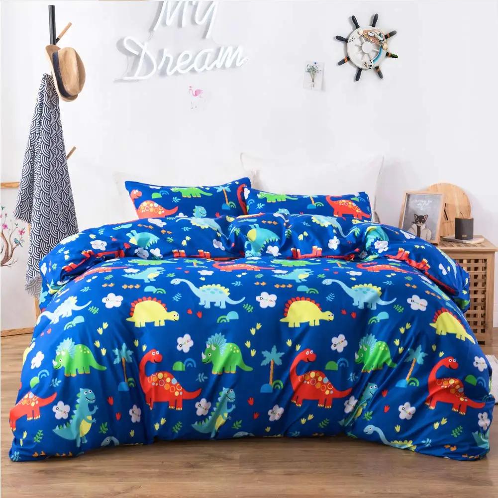 Dinosaurier Bettbezug Set Cartoon Niedlich Bettbezug Junge Bettwäsche Dino Bettdeckenbezug Sets Weich Dinosaurier Tier Teenager Schlafzimmer 3tlg.