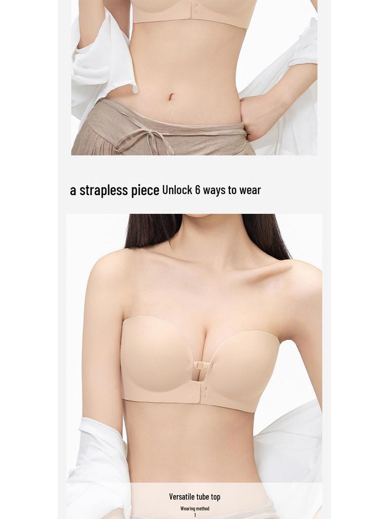 Strapless Non-Slip Bra for Women: Enhancing Small Chests with Beautiful Back Design and Front Closure