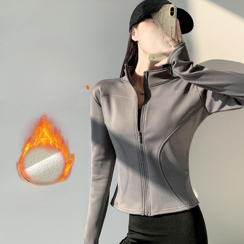 Eine neue Herbst- und Winter-Sport-Radjacke mit einem Samt-Reißverschluss, langärmlig, figurbetont und warmes Sweatshirt für Damen