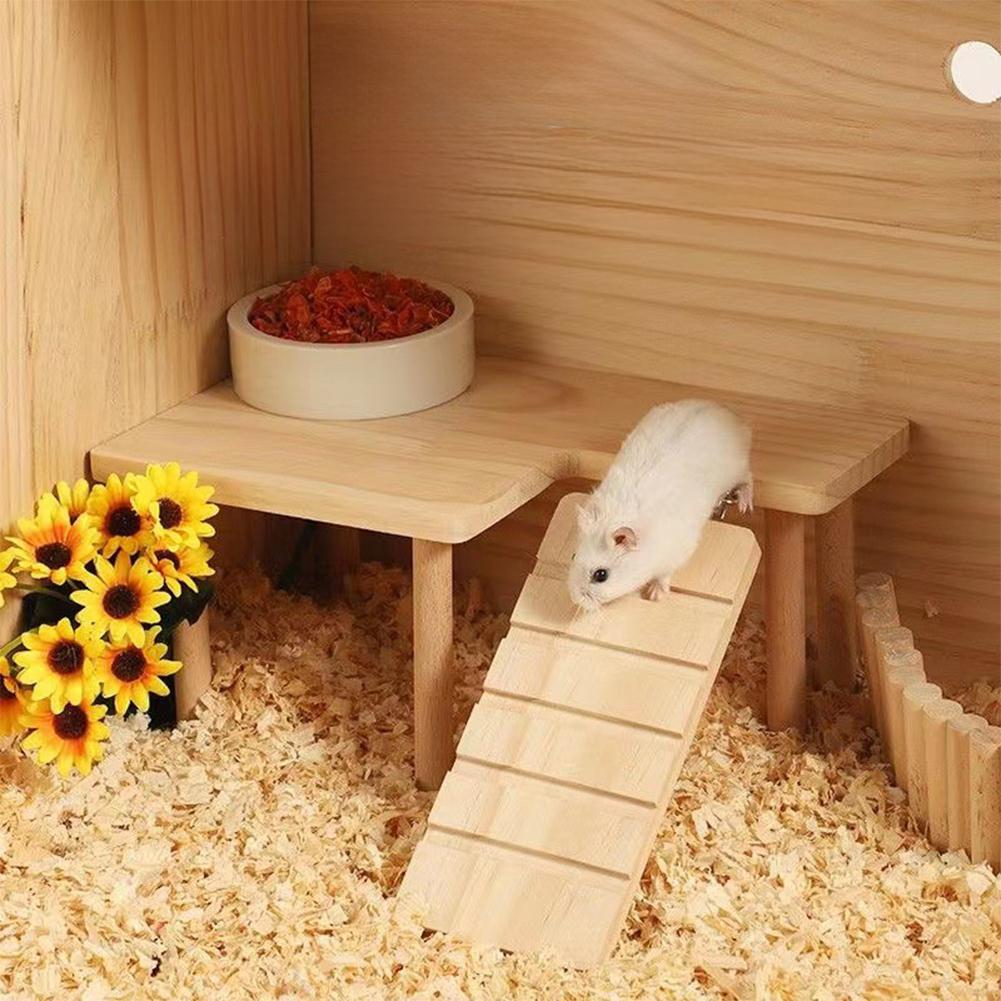 Pine Wood Hamster Ladder Platform Climbing Toy House Cage Accessories for Small Pets Hamster Mice Pet Supplies