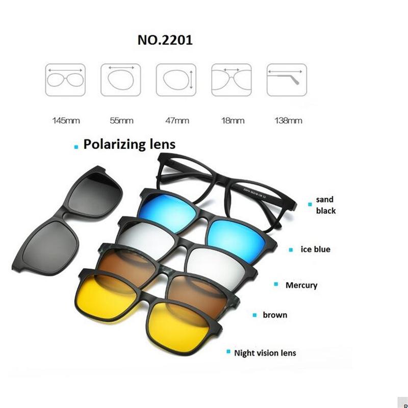 Retro 5+1 Polarizované Klipy na Brýle pro Krátkozrakost Rám Brýlí Pro Muže Ženy Pět Magnetických Sklíček Zrcadlové 0 -1 -1.5 -2 -2.5 -3 -3.5 -4.0