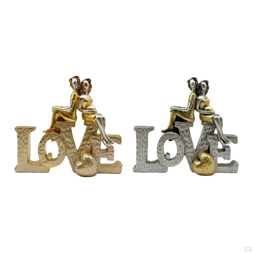 Love Sign Statue Collectible Figurine Cutout Romantic Resin Home Decor Sculpture for Entryway