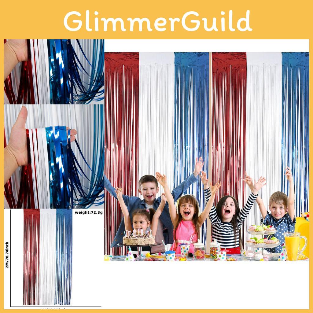 Stylish Red White And Blue 1x2m And 1x4m Independence Day Decoration Tassel Curtains