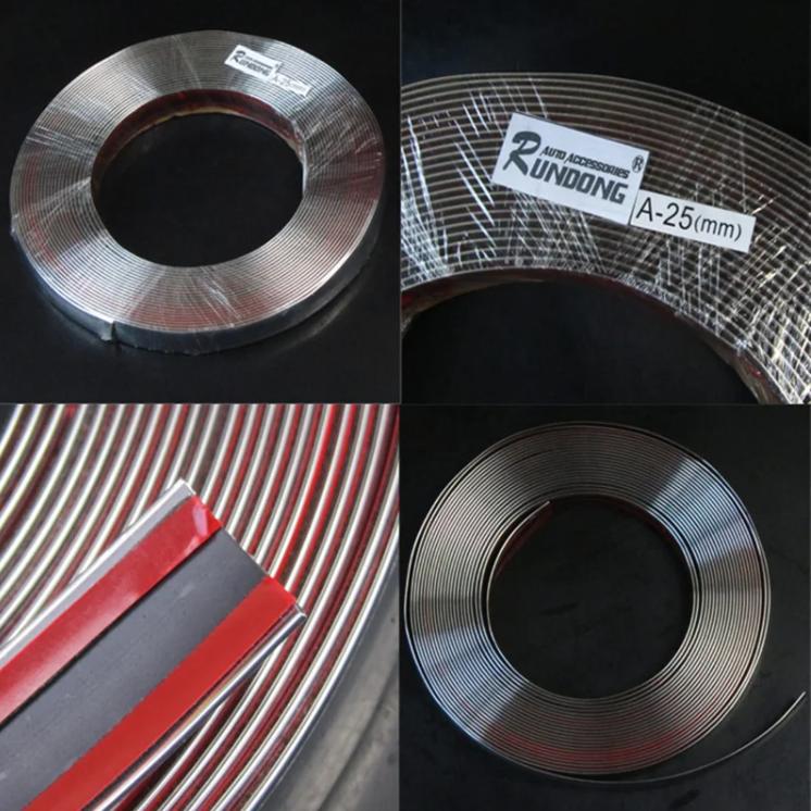 5M Car Chrome Styling Decoration Moulding Trim Strip Tape Auto DIY Body Bumper Protect Sticker 6mm 8mm 10mm 12mm 15mm 20mm 30mm