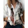 New Women's Long-sleeved Shirt, Antique Style Polyester Fabric, Machine Washable, Button Printed Shirt