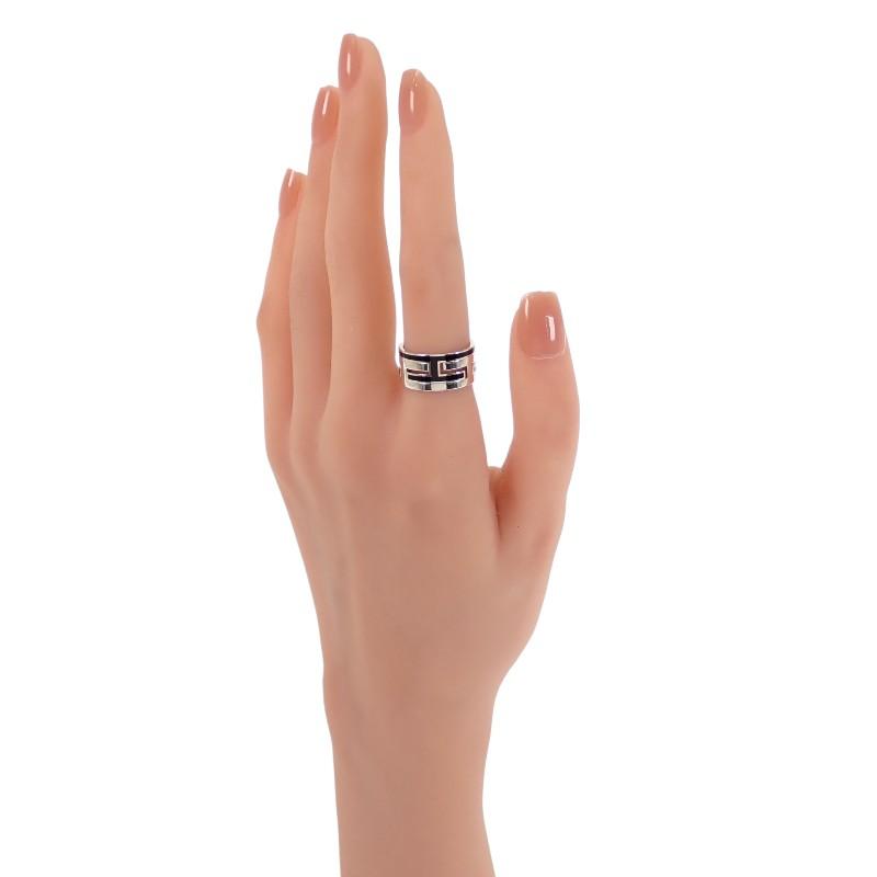 HERMES  #13(JP Size)  ring black Silver925 Women