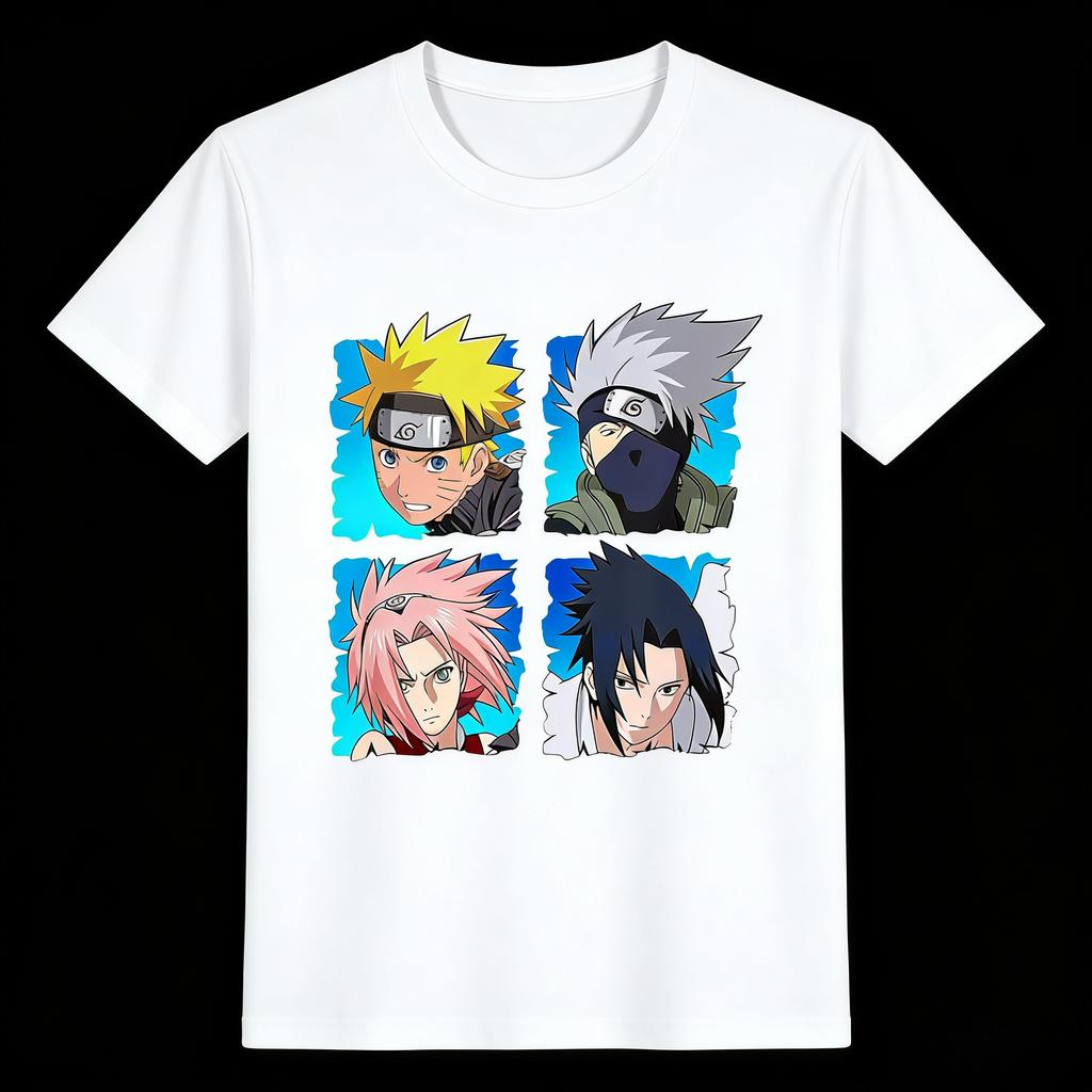 Team 7 Naruto TShirt Men Naruto Kakashi Sasuke Sakura Anime Character Group Graphic Short Sleeve Oversized Streetwear Fan Tee