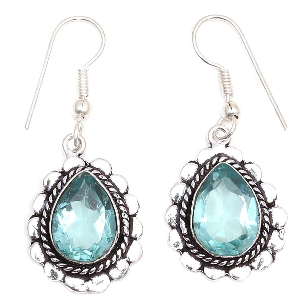 Swiss Blue Quartz Gemstone Jewelry Necklace Set 18-20''