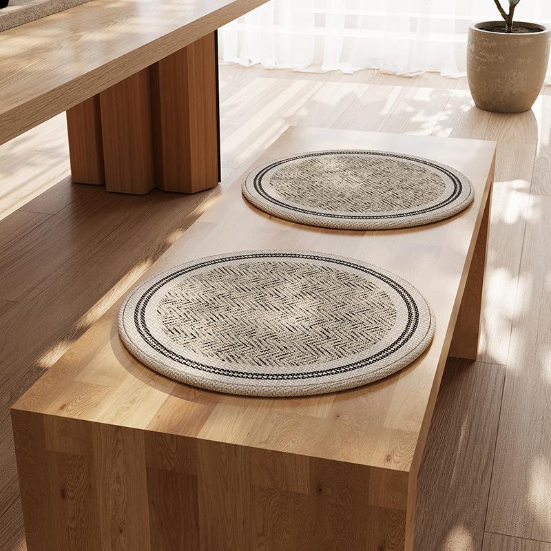 

1PCS Ice Silk Round Cushion - Vintage Sorbet Non-Slip Pad for Living Room Travel Mid-style summer ice silk round chair cushions 40x40