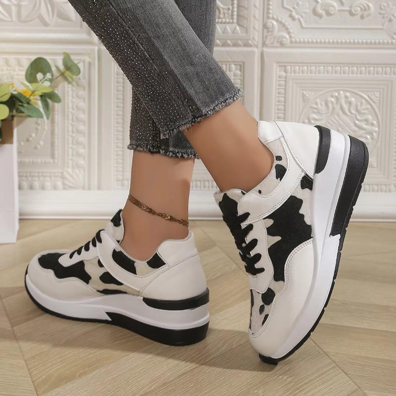 New Round Toe Thick Sole Lightweight Casual Fashion Walking Shoes Lace Up Comfortable Spring Running Sneakers  De Mujer