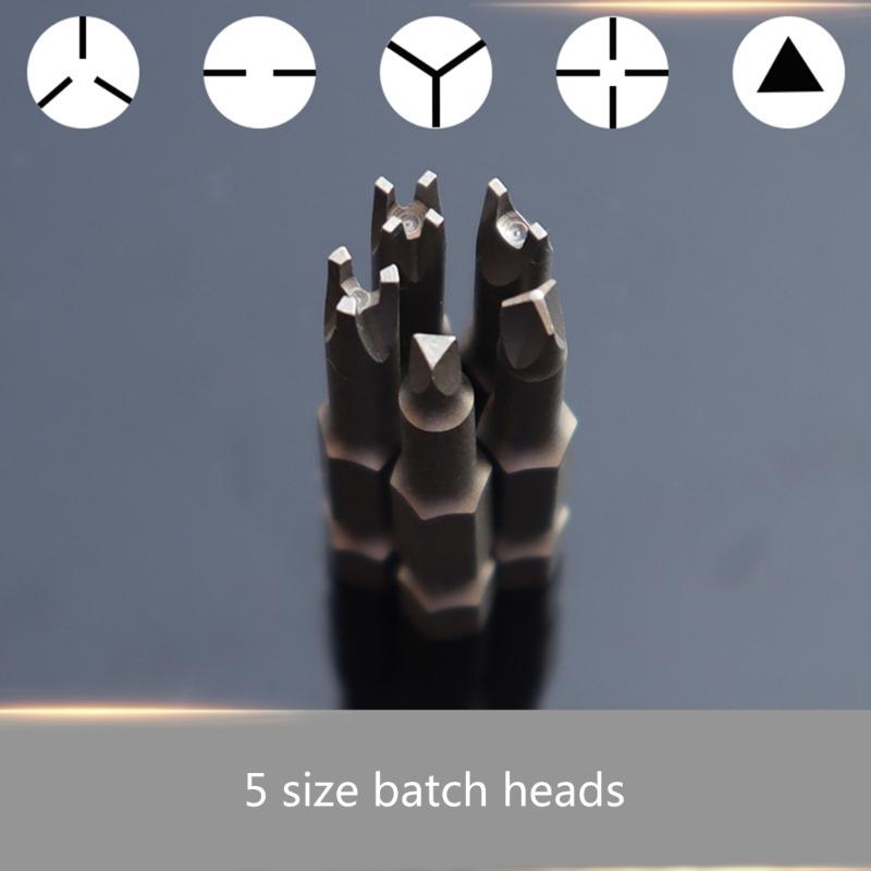 5Pieces Special-shaped Screwdriver Set 50mm U-shaped Y-Type Triangle Inner Cross Three-points Screwdriver Bit Tool