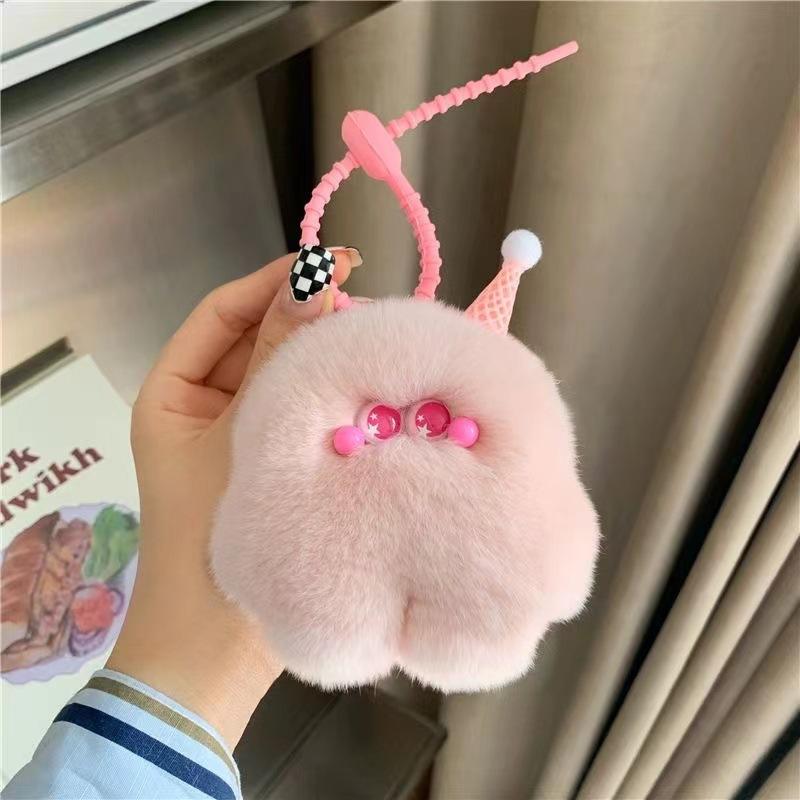Simpatico Portachiavi Gelato di Peluche Pendente Animale Soffice per Borse e Chiavi