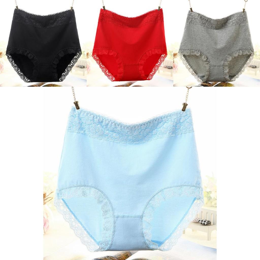 Comfortable High Waist Cotton Women's Underwear With Lace Trim For Perfect Shaping