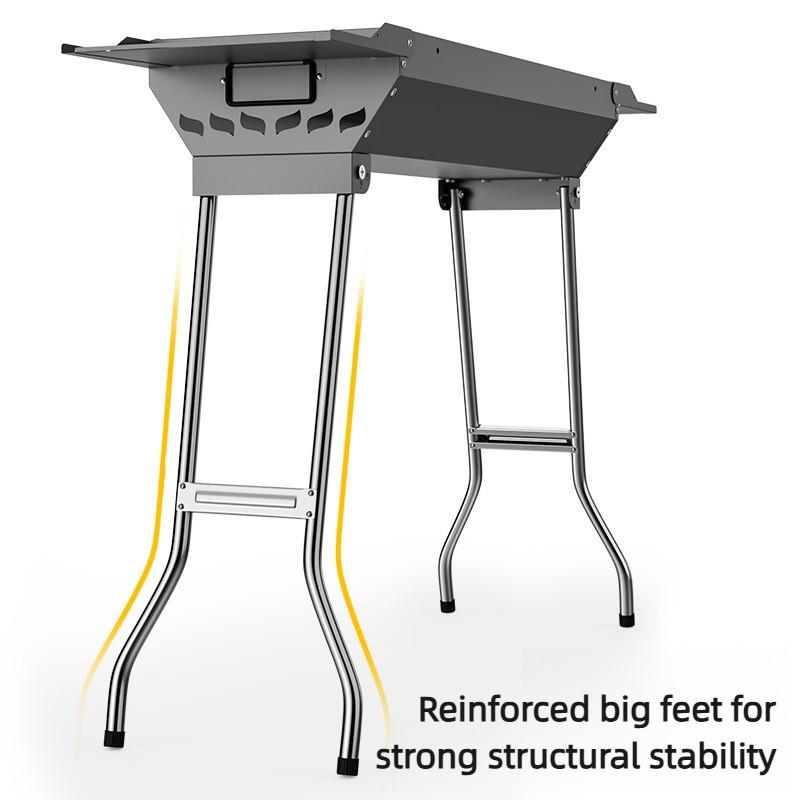 Large Barbecue Grill Outdoor Thickened Foldable Portable BBQ Stove Grill Large Capacity Installation Free Barbecue Rack Set