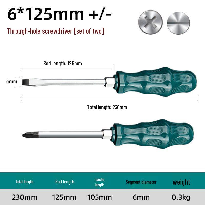 One-Word Industrial Magnetic Phillips & Flathead Screwdriver with Extra-Long Shank & Torx Impact Features