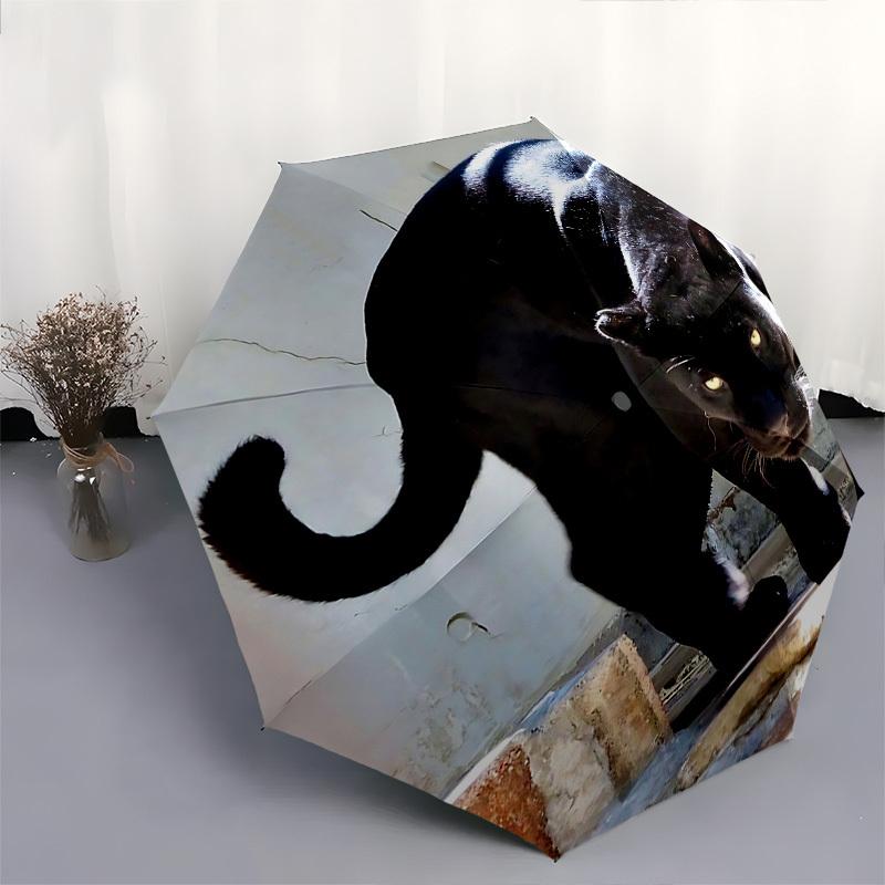 Black Panther Automatic Folding Umbrella Compact 8 rib Design, Unique Style, Suitable for Everyday Outdoor Use, Perfect Gift for Friends and