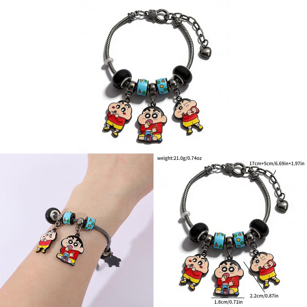 Crayon Shinchan Cartoon Charm Bracelet Zinc Alloy Beaded Jewelry For Kids And Adults