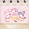 My Melody Kuromi Sweet Theme Tapestry 2D Single Print Cute Wall Hanging Home Bedroom Living Room Party Decor Indoor Use Tapestry