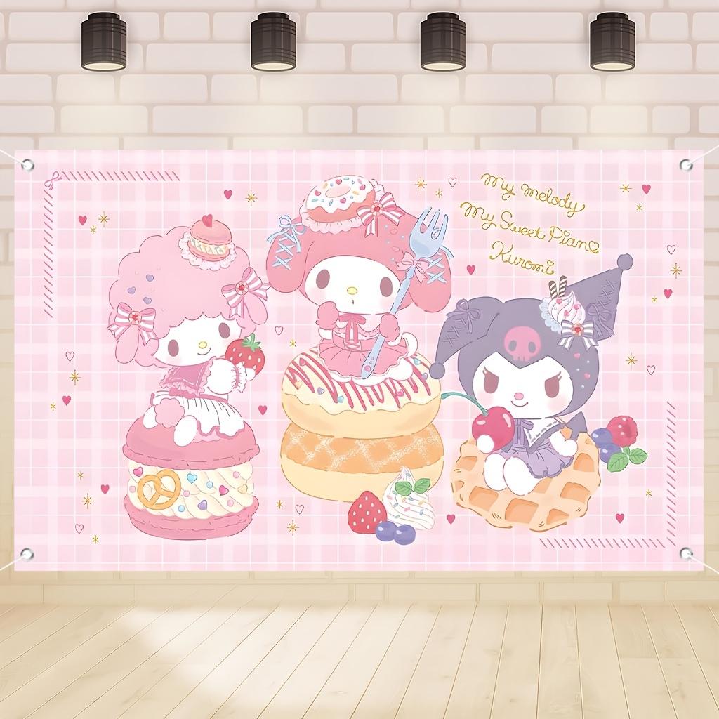 

My Melody Kuromi Sweet Theme Tapestry 2D Single Print Cute Wall Hanging Home Bedroom Living Room Party Decor Indoor Use Tapestry 74x94cm(29x37in)