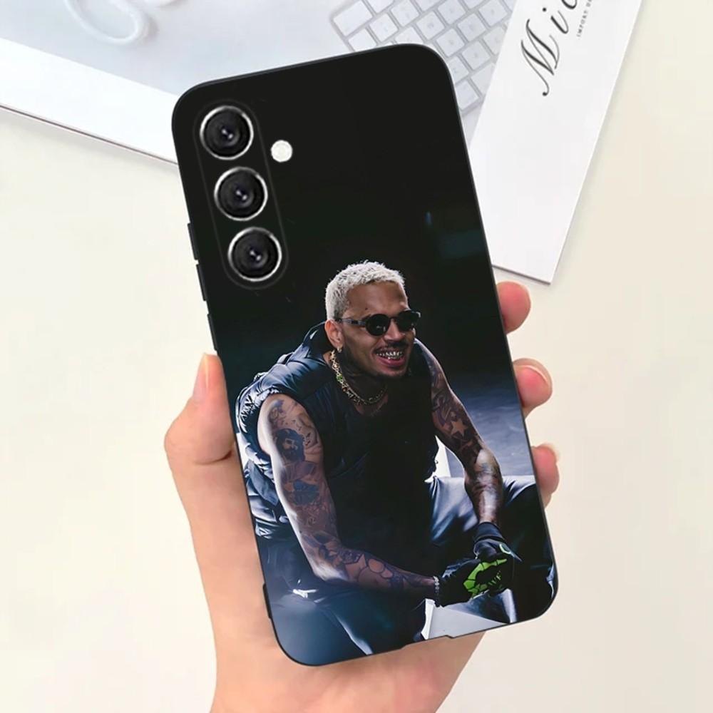 Etui Na Telefon Z Rapem C- Chris Brown Dla Samsung S25,S24,S21,S22,S23,S30,Ultra,S20,Plus,Fe,Lite,Note,10,9,5G Czarne Pokrowiec