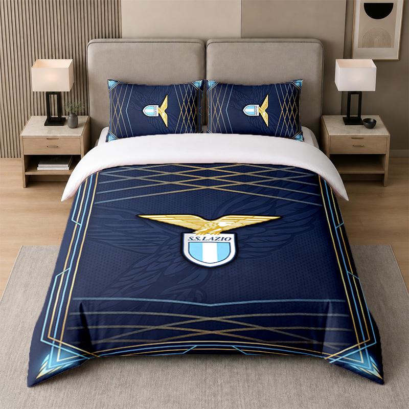 3Pcs Bedding SetLazio FC Soft Bed Sheet and Two Pillowcases Home Bedroom Decor