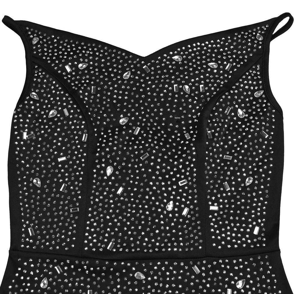 C7292 Europeisk & Amerikansk Mode Dam Sexig Strass Bodycon Genomskinlig Sjal Klänning