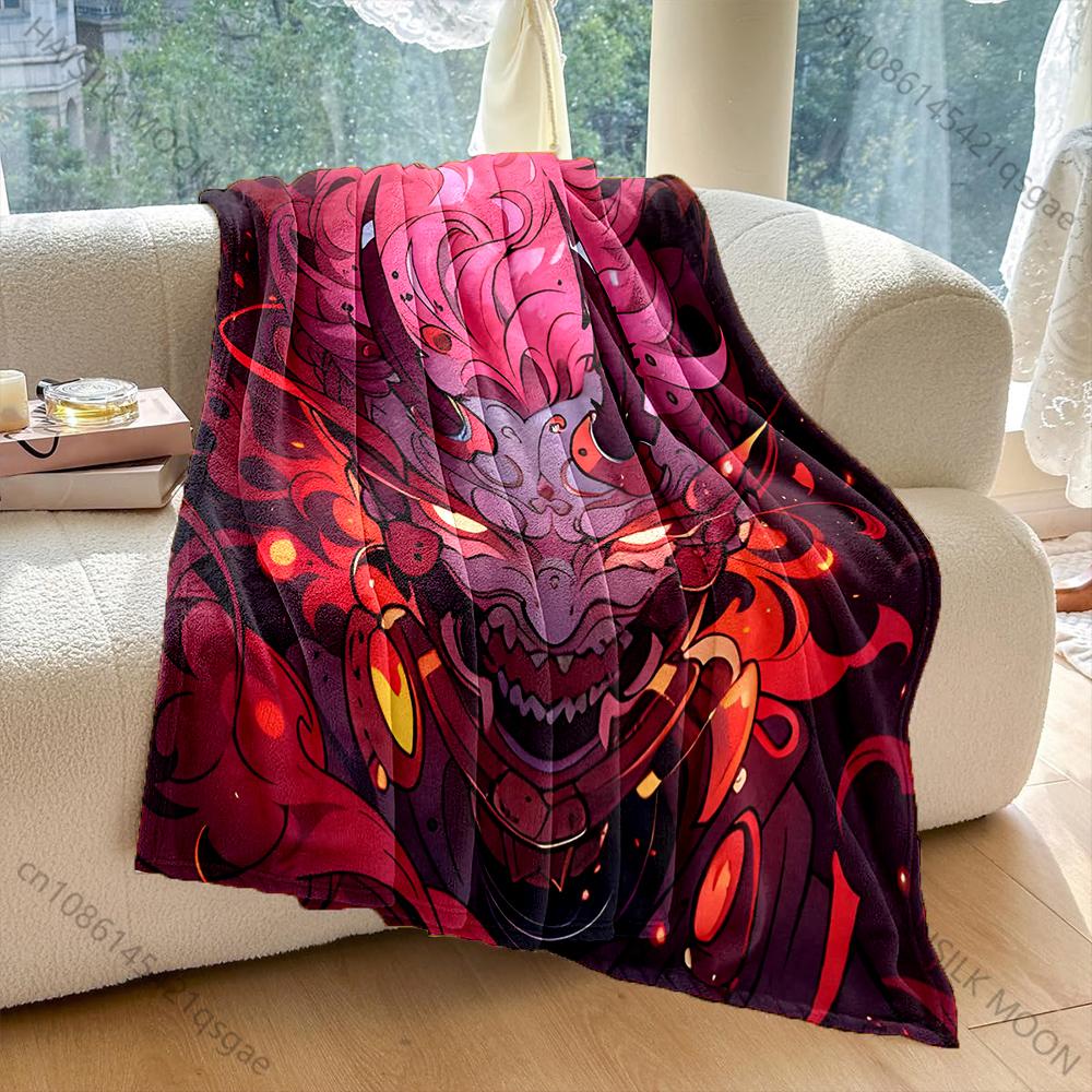 Japanese Ghost Mask Art Blanket Warm Soft Fluffy Kids Adult Luxury Gifts for Sofa Bed Home Outdoor Travel Camping Blanket