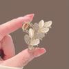 Exquisite Cat's Eye Stone Leaf-Shaped Small Hair Claw Clip for Back-of-Head Updo, Elegant Half-Up Hairstyle Hairpin, High-End Hair Accessory