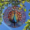 2D Metal Peacock Wind Spinner Vibrant Outdoor Garden Decor with Red Blue Golden Feathers Thanksgiving Christmas Hanging Ornament