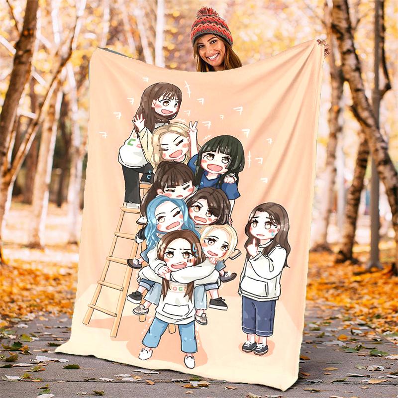 TWICE Flannel Blanket Soft All-Season Throw, Design for Camping, Car Travel, Hiking Sofa, Bed, Office Perfect Gift for Parties