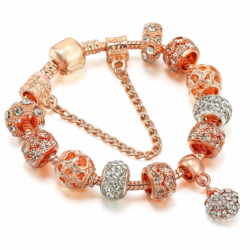 

A crystal heart-shaped beaded bracelet with a gold snake chain, a Valentine s Day jewelry gift for women and couples.