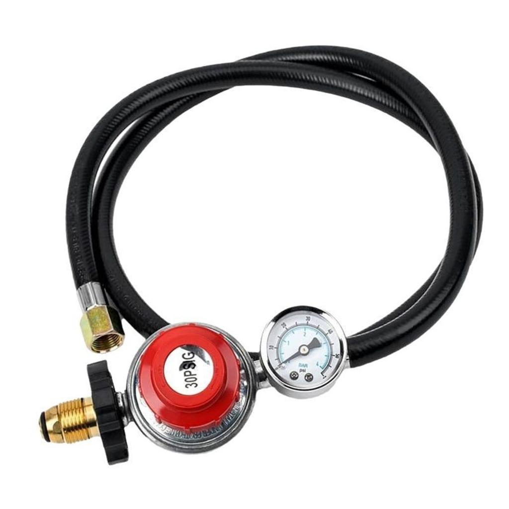2026 New 4 Ft High Pressure Gas Regulator 30PSI Gauge Pol Connector for Gas Tank Heaters Gas Indicator with Gauge