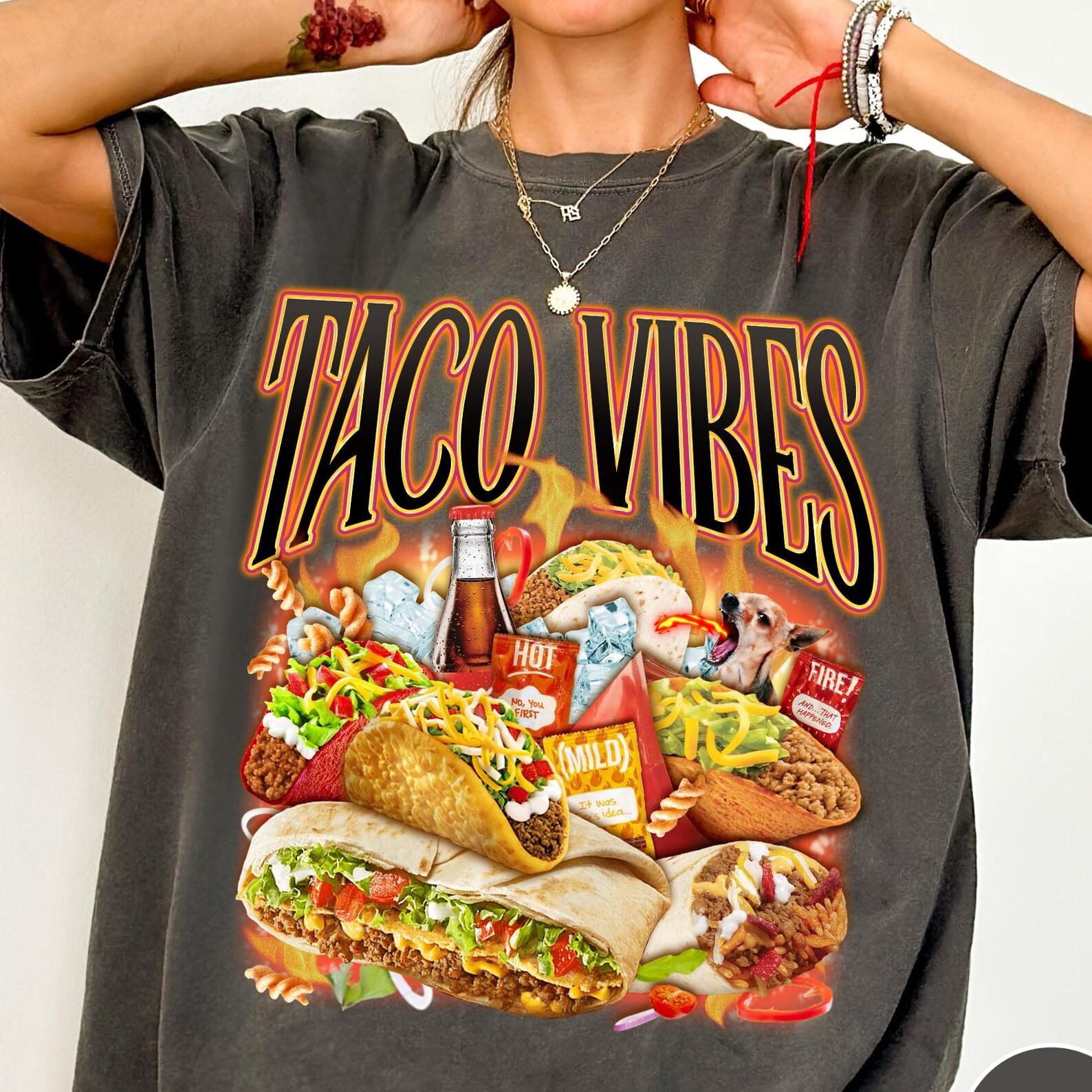 Taco Vibes Comfort Colors T-Shirt, Unisex Vintage Bootleg Taco Shirt S