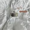 925 Sterling Silver Skull Hand Hip-Hop Open Ring for Women - Punk Style, Non-Fading