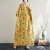 Short Sleeve Plus Size Cotton Vintage Floral New In Dresses for Women Casual Loose Maxi Long Summer Dress