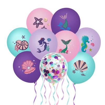 Mermaid Cartoon Fish Tail Shell Latex Printing Balloon Bundle Birthday Atmosphere Decoration Balloon Bundle
