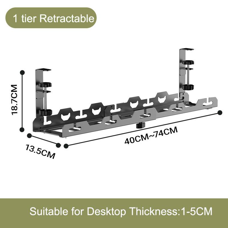 No Drill Sturdy Steel Under Desk Cable Management Tray Cord Hider Raceway Metal Cable Tray Strip Cord Holder for Wire Management