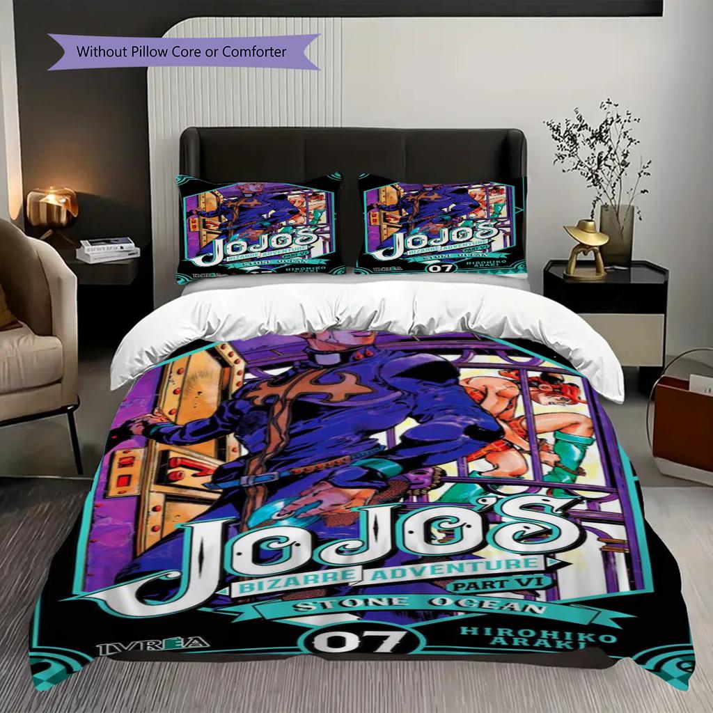 Vibrant Anime Ensemble Three-piece set (1 * duvet cover + 2 * pillowcase, without core) 2D Flat Duvet cover and pillowcase Soft and comfortable