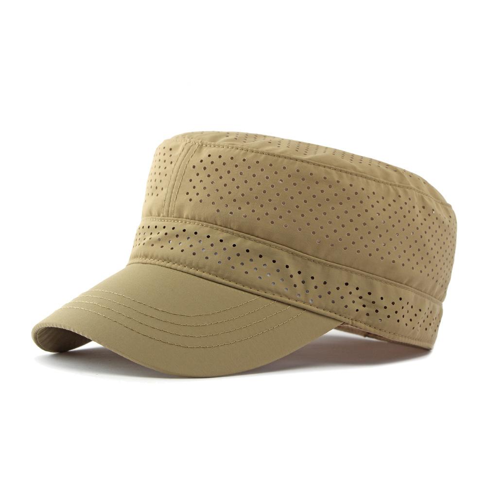 Summer Breathable Flat Top Hat Men's Outdoor Sunscreen Hat for Middle-Aged and Elderly Climbing Full Sealed Cap