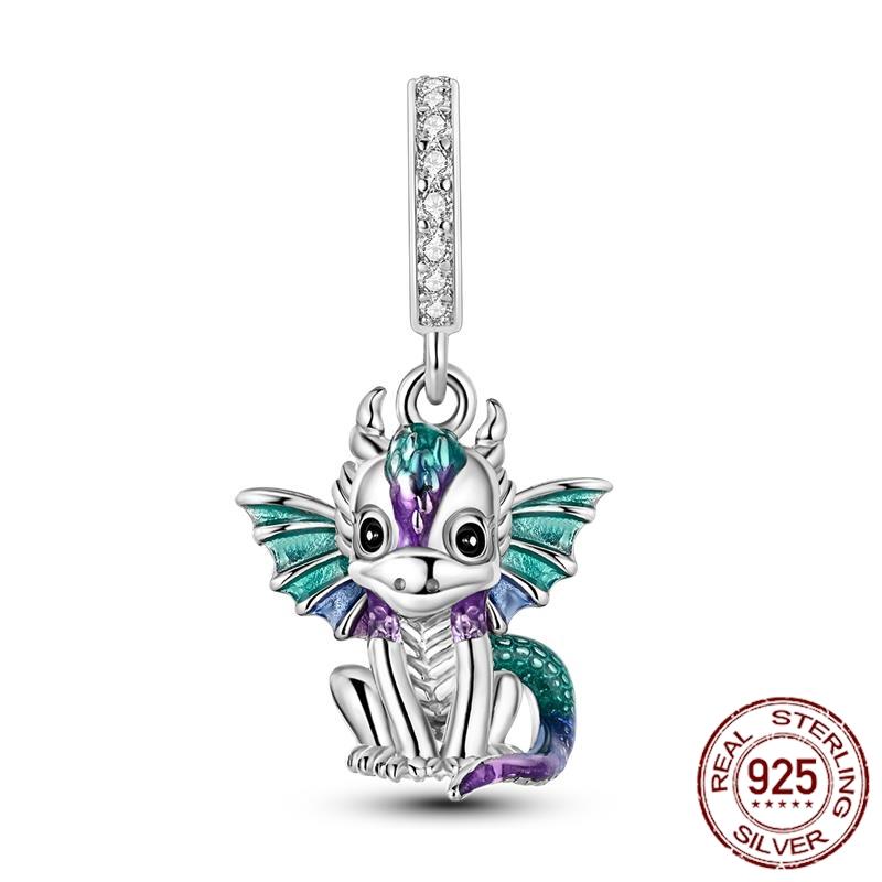 Copper Dragon Firefly Butterfly Puppy Heart Plane Travel Charms Fit Original Bracelet Zircon For Women Gift Gift
