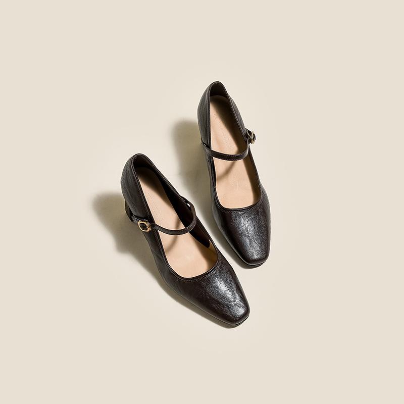 

Cowhide Edition~ French Retro Single Shoes Women s 2025 Celebrity Style Hong Kong Counter Light Luxury High Heels Fashion Versatile 35