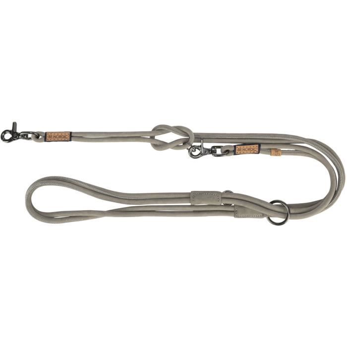 Laisse Pour Chien - Trixie - Be Nordic - Cuir Réglable - Gris - 3 Réglages