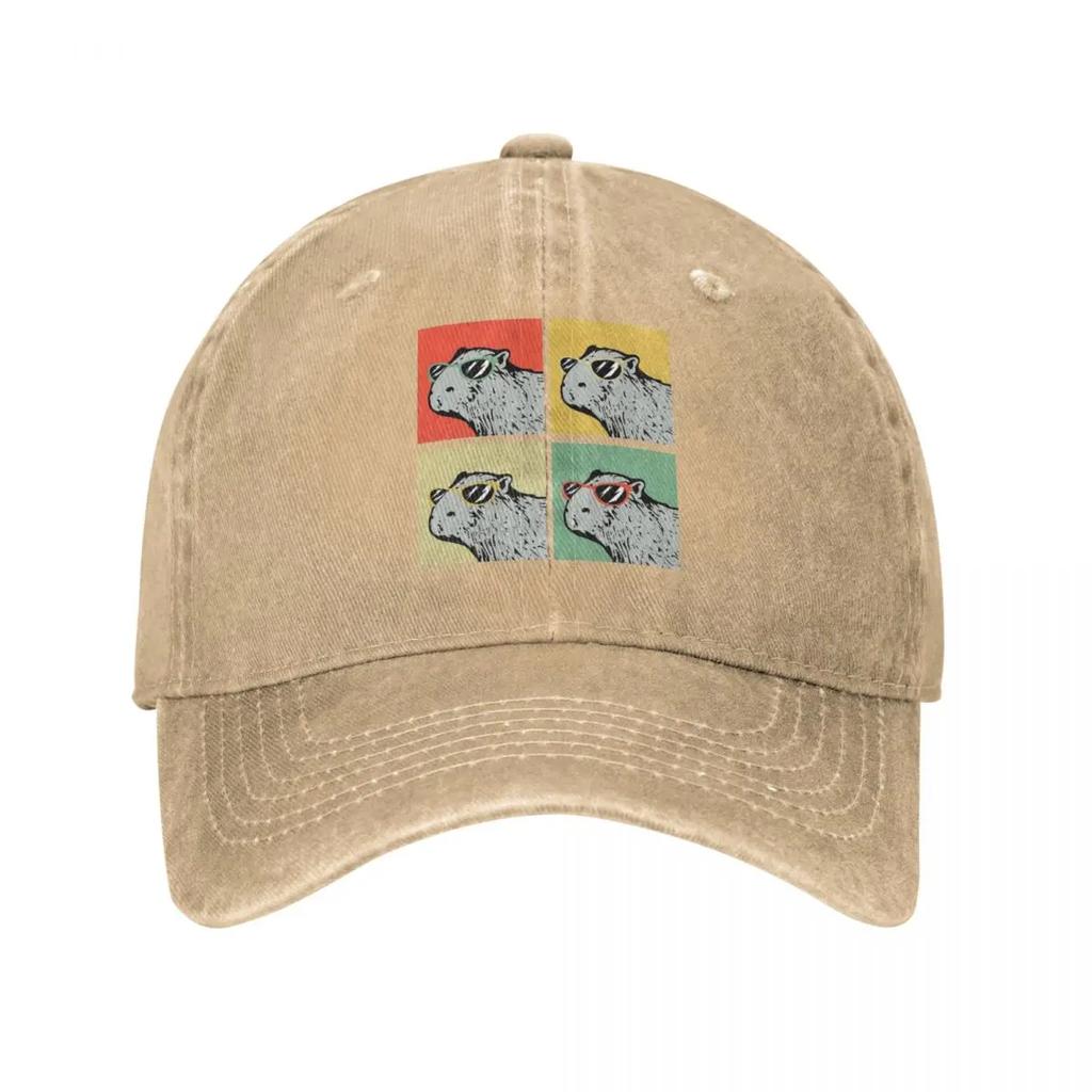 Capybaras Retro Animal Lover Baseball Caps Vintage   Distressed Washed Hats Golf Adjustable Fit Snapback Cap