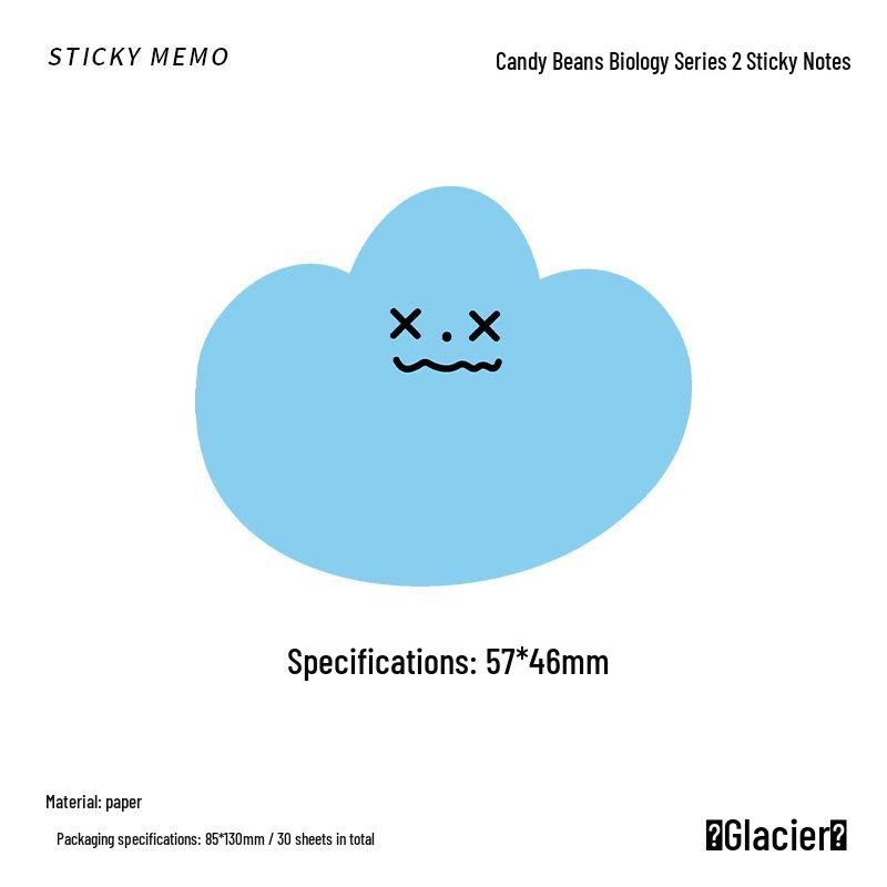 Infeel.Me Candy Beans Sticky Notes: Cute Reusable Cartoon Tearable Message Stickers