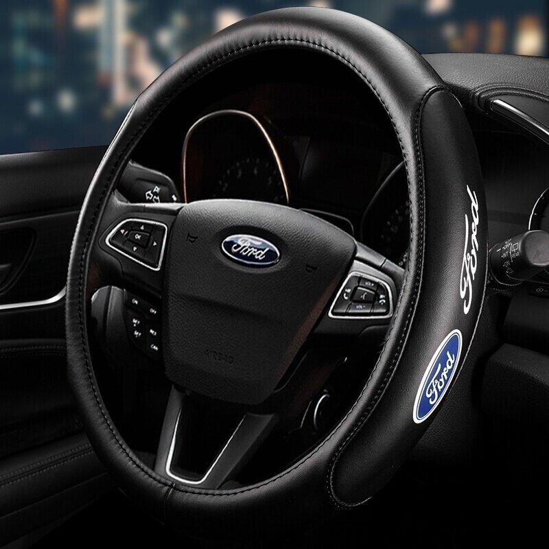 YTN1 Ford leather Car steering wheel Cover For ford focus Mondeo Fiesta Transit Explorer F-150 Ranger Kuga Edge Fusion MK2 MK3 Car