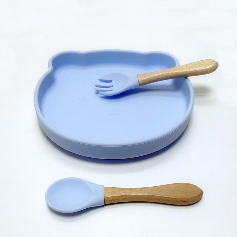 Non-Toxic Children'S Silicone Suction Cup Dinner Plate Bear Complementary Food Dinner Plate Food Grade Baby Learn To Eat Training Tablewar