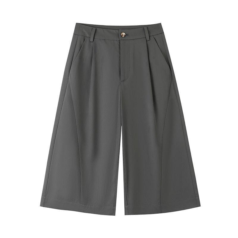 Pleated Design Curved Cropped Capri Pants For Men Women Draped Loose Straight Quick Dry Casual Pants Trendy Versatile Slimming FigureFlattering Cut