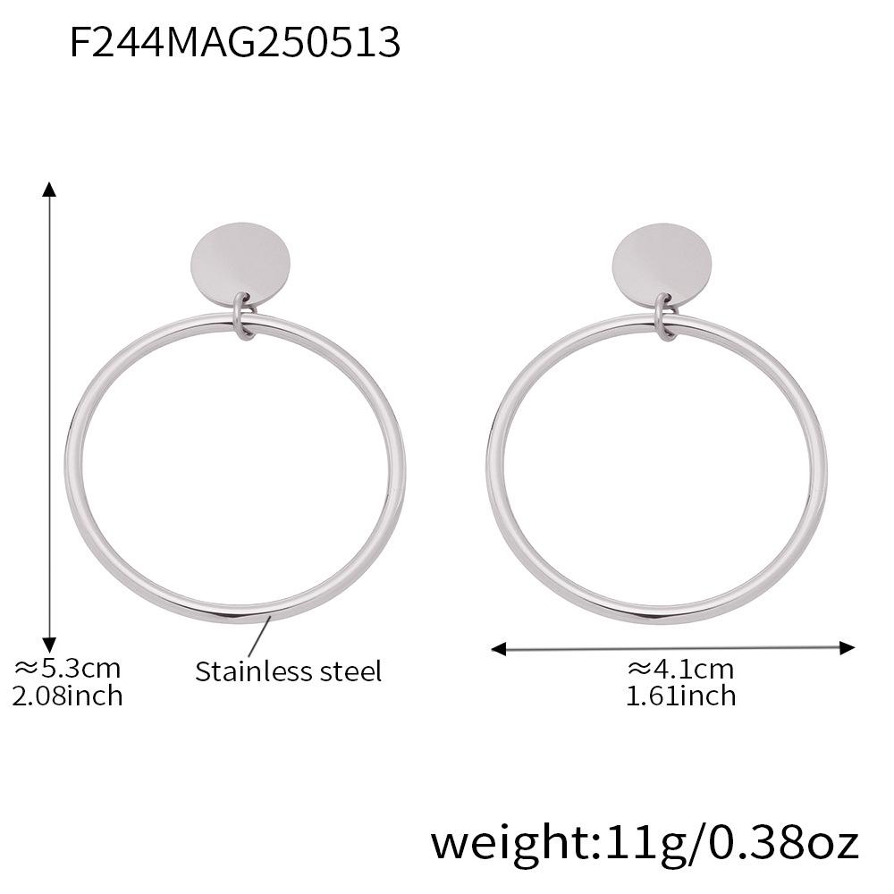 Qiong Yao Elegant European  American Large Hoop Stainless Steel Earrings - Cold  Neutral Style