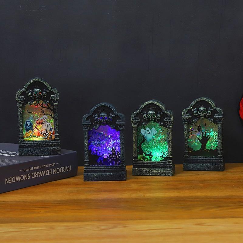 1PC Halloween Festival Tombstone Light LED Colorful Night Lamp Haunted House Bar Decoration Props
